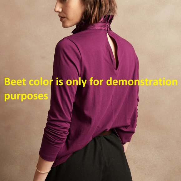 Banana Republic Mixed Media Ruffle Mock-Neck Top - Picture 3 of 11